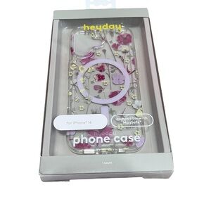 Heyday iPhone 16 Case 🌸 Pressed Floral + Gold Flakes MagSafe Compatible
